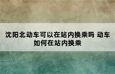 沈阳北动车可以在站内换乘吗 动车如何在站内换乘